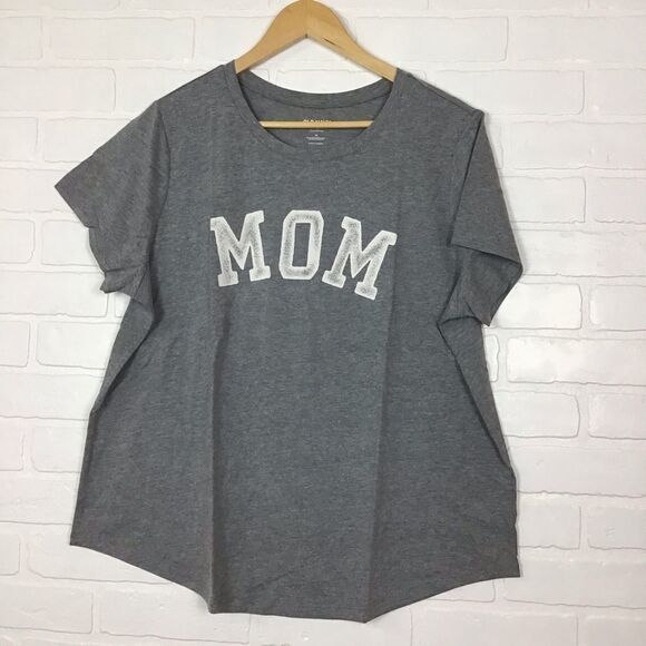 𝅺OLD Navy mother tee grey round neck short sleeve 50% cotton 50% polyester XL - Picture 2 of 7